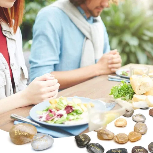 Vista 6 de BigOtters 25 piedras inspiradoras - Piedras de aliento con palabras grabadas para meditación, decoración de oficina en casa y cumpleaños, regalos
