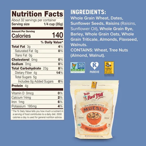 Vista 3 de Bob's Red Mill Old Country Style Muesli Cereal, 40 onzas (paquete de 4)
