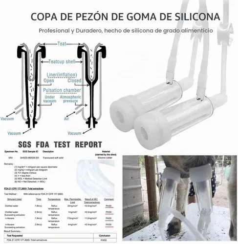Vista 2 de Máquina de ordeño de cabra de 6L, bomba de manómetro para cabra (Pro Plus)