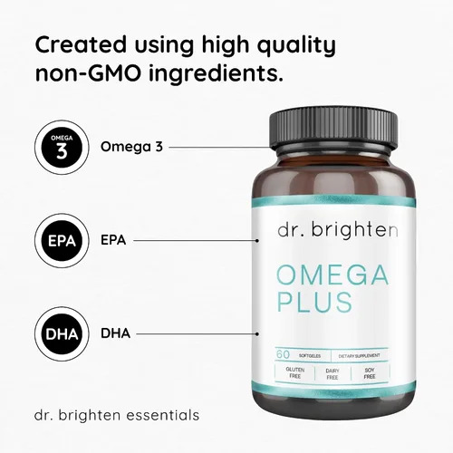 Vista 10 de Dr. Brighten Omega Plus — 1500 mg de suplemento de aceite de pescado EPA/DHA sin OMG para corazón, cerebro e sistema inmunológico — 60 cápsulas