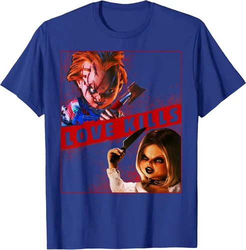 Vista 22 de Child's Play Chucky and Tiffany Love Kills T-Shirt Asphalt Grey