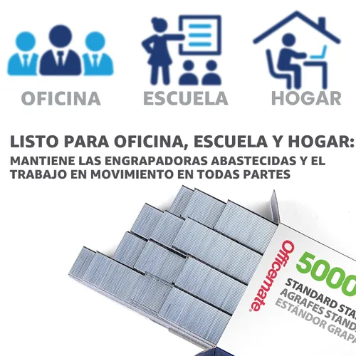 Vista 6 de Officemate Grapas estándar: puntas de cincel, 5 cajas de 5,000 grapas, longitud de pierna de 1/4 de pulgada, compatibilidad universal, suministros
