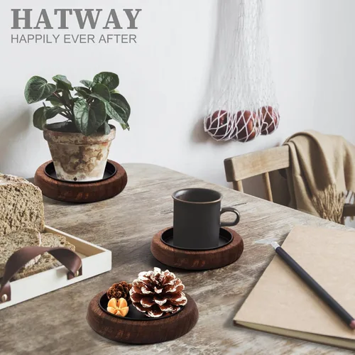 Vista 4 de Hatway Portavelas de madera, decoración de granja, bandeja de velas de pilar de madera para centro de mesa, bandeja decorativa pequeña, elevador