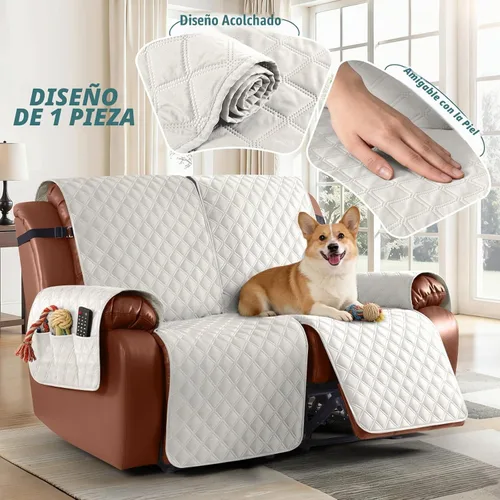 Vista 6 de Ruaozz Funda impermeable para sofá reclinable, lavable, funda antideslizante de 1 pieza, protector de muebles con correas elásticas, bolsillo