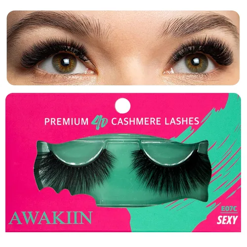Vista 22 de Extensiones de pestañas postizas naturales de cachemira 4D, autoadhesivas, reutilizables, pestañas largas, de aspecto natural, pestañas esponjosas