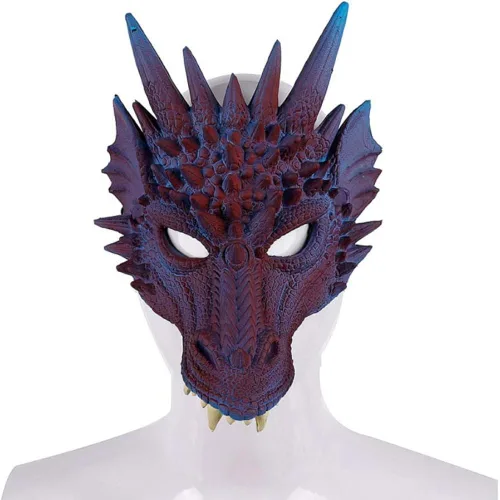 Vista 5 de BATEER Juego de disfraz de dragón de Halloween de 3 piezas para niños máscara de cosplay alas cola