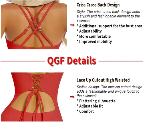 Vista 5 de Traje de baño de una pieza mejorado para mujer, trajes de baño con control de abdomen, diseño único sexy con espalda cruzada, traje de baño fruncido