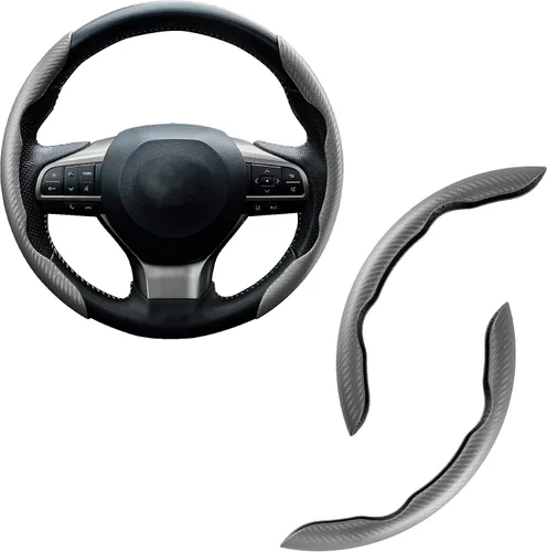 Vista 17 de Amiss 3 piezas de cubierta de volante de fibra de carbono antideslizante, diseño de mariposa impermeable y segmentado, protector de rueda