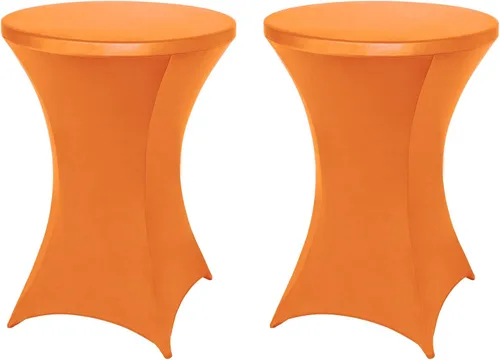 Vista 17 de FestiCorp Mantel de Mesa Negro de Spandex, Manteles Ajustados para Cóctel, Manteles Elásticos Redondos para Mesa Alta para Fiestas, Bar, Bodas