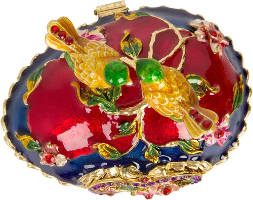 Vista 3 de QIFU Pintado a mano esmaltado estilo huevo Faberge decorativo con bisagras joyería baratija caja regalo único para decoración del hogar