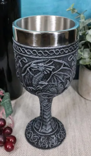 Vista 6 de Ebros Antigua Runa Celta Nudo Celestial Luna Dragón Copa de Vino Copa de Cáliz 6 oz Gótico Calabozos y Dragones Elixir Medieval de la Vida