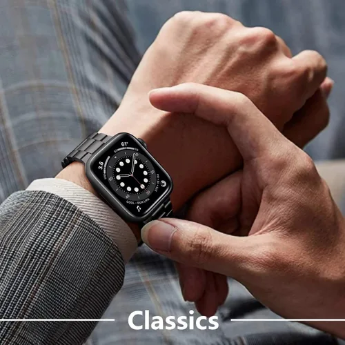 Vista 9 de Lerobo Compatible con Apple Watch Band de 1.732 in 1.654 in 1.575 in 1.496 in 1.614 in 1.772 in 150.9 ft 1.929 in, correa de metal de acero