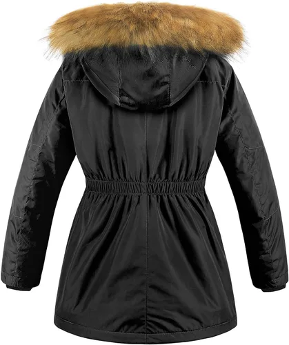 Vista 2 de CREATMO US Chaqueta de esquí acolchada con cuello recortado de sherpa para niña
