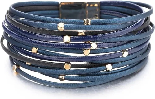 Vista 53 de Fesciory - Pulsera de leopardo para mujer, estilo bohemio de cuero multicapa con perlas de cristal
