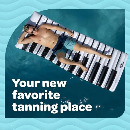Vista 2 de Flotadores inflables de piscina para adultos, extra grande de 70 x 33 pulgadas, flotador para colchón enrollable, tapete flotante de piscina plano