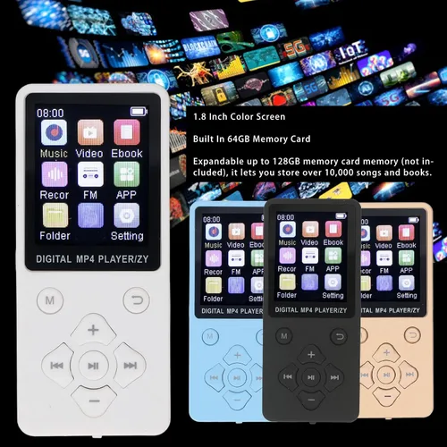 Vista 5 de Reproductor de MP3 de 64 GB, Bluetooth 5.0 reproductor de música portátil de calidad de sonido de alta fidelidad, reproductor de MP3 y MP4