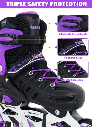 Vista 2 de MammyGol - Patines en línea ajustables para adultos, patines seguros y duraderos con ruedas gigantes, patines profesionales de alto rendimiento