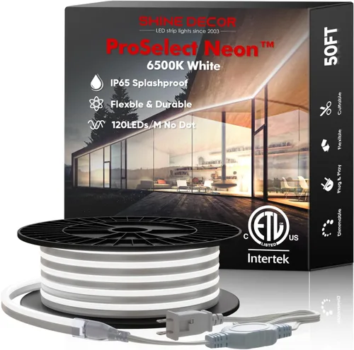 Vista 12 de Shine 2835 Cuerda de luces LED neón decorativas, 110 V, flexibles, resistentes al agua, 120 LED/M, decoración de iluminación comercial
