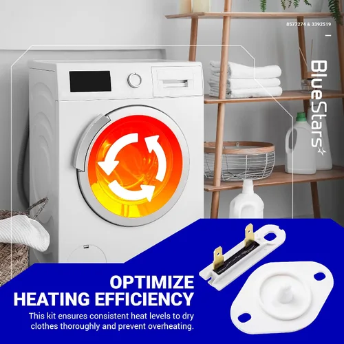 Vista 2 de BlueStars Termistor de secadora 8577274 y kit de fusible térmico para Para secadores Whirlpool y Kenmore - Sustituye a AP6013514 PS11746740