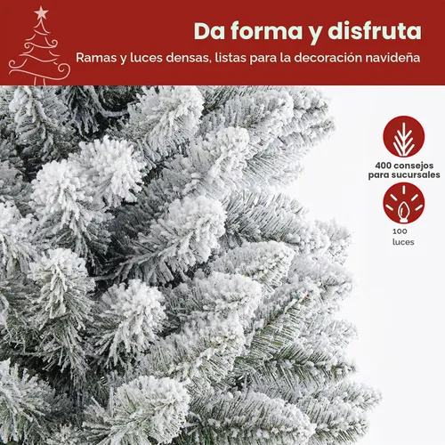 Vista 5 de SHareconn Árbol de Navidad artificial de abeto flocado preiluminado de 4 pies con control remoto 100 Warm White & Multi-Color Lights, Remote &