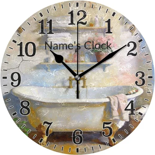 Vista 33 de JUNZAN Reloj de bañera con vino romántico espumoso y velas, reloj de pared silencioso de 10 pulgadas, pequeño reloj redondo, decoración de cocina