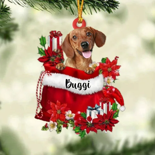 Vista 151 de Perro Akita Inu personalizado en bolsa de regalo, adorno de Navidad, nombre personalizado, regalo para amantes de los perros, familia, Navidad