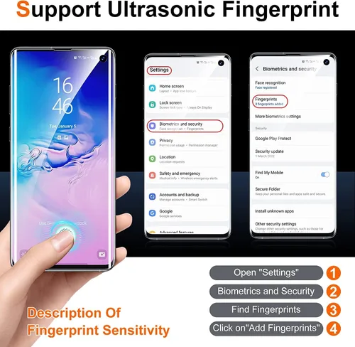 Vista 5 de [Paquete de 3+2] Unique Me compatible con Samsung Galaxy S10 de cobertura completa, protector de pantalla de TPU flexible y protector de lente