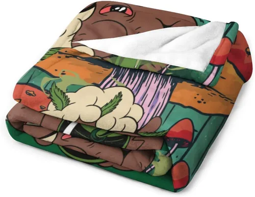 Vista 3 de Manta pequeña de marihuana de marihuana de hongos, 50 x 40 pulgadas, para mujeres y hombres, manta de felpa suave para cama, sofá, manta negra