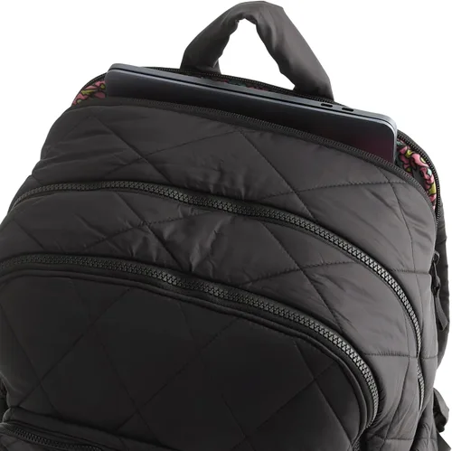 Vista 5 de Vera Bradley para mujer Bancroft Mochila grande de peso ligero, Negro, Tamaño único