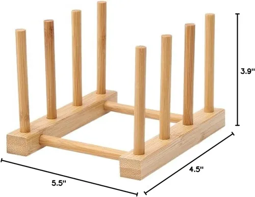 Vista 5 de KazUp Simple Madera Cocina Bowl Rack Placa Plato Olla Tapa Rack Hogar Almacenamiento Rack