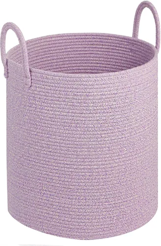 Vista 11 de Cesta de Lavandería Grande, Cesta de Ropa Sucia, Cesta de Almacenamiento de Cuerda de Algodón de 15''x18'' con Asas, cesta para bebé, Almacenamiento