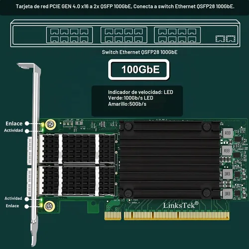 Vista 4 de CX516A Dual 100Gb/s QSFP28 Adaptador Ethernet RDMA inteligente para servidores Web 2.0, nube y almacenamiento, Mellanox ConnectX-5 EX MT28808A0