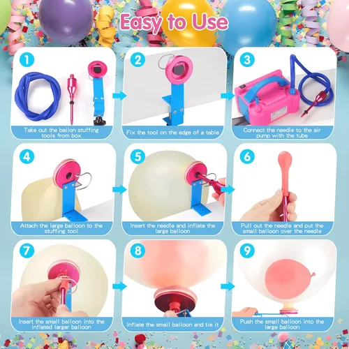 Vista 5 de Herramienta expansora de globos con herramientas de corbata, máquina de relleno de globos para cumpleaños y fiestas de boda