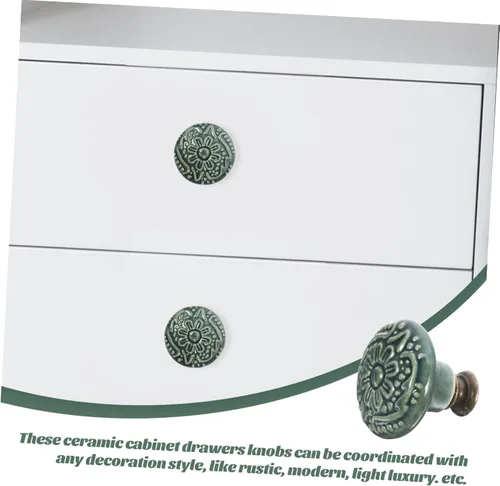 Vista 6 de Pomo decorativo de cerámica para puerta, 6 piezas, pomos decorativos para armario, manijas de tocador, tiradores de gabinete de cocina, pomos