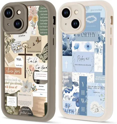 Vista 20 de Paquete de 2 fundas protectoras para iPhone 8 Plus/7 Plus de 5.5 pulgadas con collage de versículos bíblicos de Jesús para mujeres y niñas, diseño