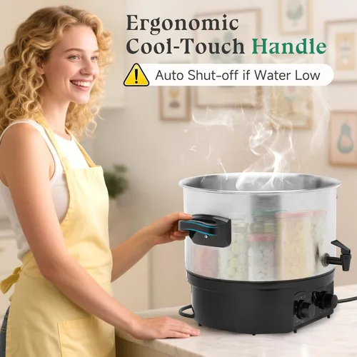 Vista 3 de Enlatador Eléctrico de Baño de Agua 14.5QT, Olla Eléctrica de 1500W para Enlatado Casero, Conservas en Frascos, Cocina Lenta y Más - Enlatador