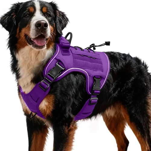 Vista 85 de Arnés táctico para perros grandes, chaleco reflectante ajustable sin tirones con sistema Molle, control de grado militar K9 para entrenamiento