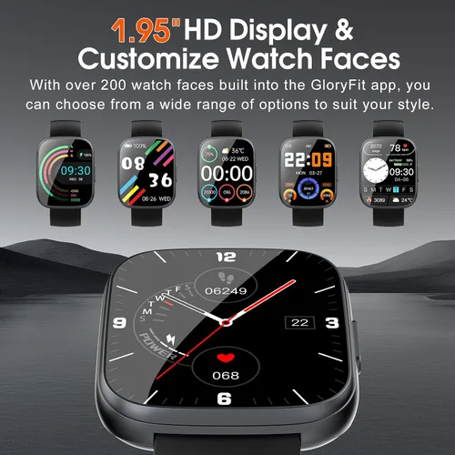Vista 5 de Reloj inteligente para hombres y mujeres (respuestahacer llamadas), reloj de fitness con pantalla táctil HD de 1.95 pulgadas con monitor