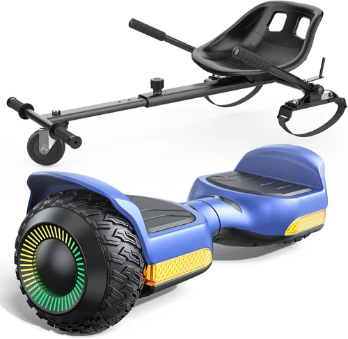 Vista 11 de Gyroor Scooter con accesorio de asiento ajustable, scooter de equilibrio automático todo terreno de 6.5 pulgadas, luces LED y Bluetooth para niños