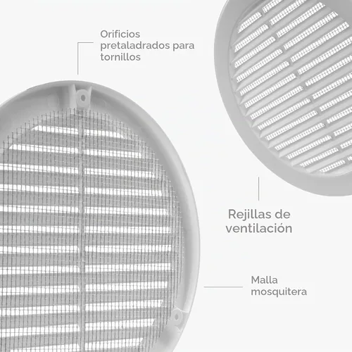 Vista 6 de Paquete de 10 cubiertas redondas de ventilación de aire de 4 pulgadas – Deflector de ventilación de aire Soffit de plástico blanco con malla