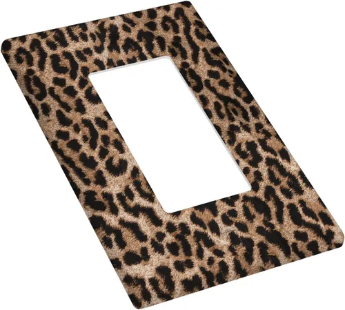 Vista 3 de Placa de interruptor de luz con estampado de leopardo de 1 banda, placa de pared basculante individual, placa decorativa eléctrica GFCI