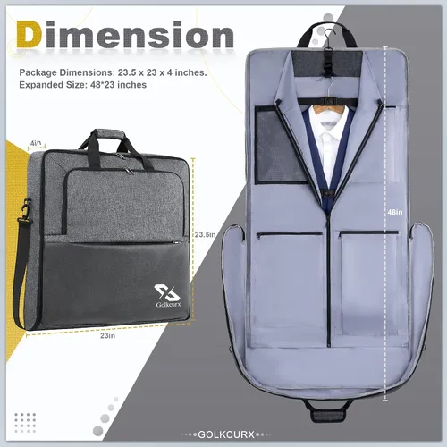 Vista 2 de Golkcurx Garment Bags for Travel, Large Suit bags for Men Women Travel with Shoulder Strap, Foldable Carry On Garment Bag Gifts for Business Trip