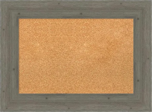 Vista 18 de Amanti Art Natural Cork Board for Wall, 18x24 Vision Board with Grey Wood Frame, Small Corkboard Office Decor for Home Organization, Country Rustic
