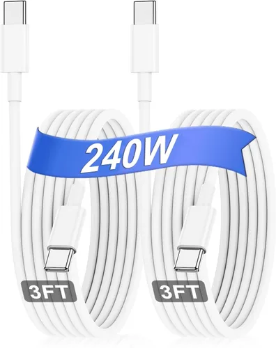 Vista 8 de Hzevn Cable de carga USB C de 60 W para MacBook Pro/Air y iPhone 16/15 Pro Max, certificado MFi 20V/3A, cable de carga súper rápido de 6 pies + 10