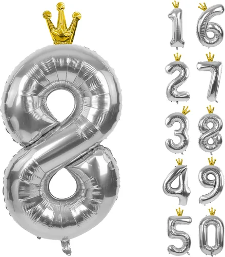 Vista 104 de Globos gigantes de helio de aluminio de 40 pulgadas, color negro, globos digitales grandes del número 0 para decoración de fiesta de cumpleaños