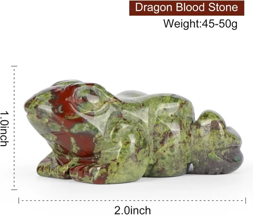Vista 2 de SMQ Rana de cristal de 2 pulgadas, figura de sangre de dragón natural, decoración de estatua tallada a mano, animal de cristal de piedra curativa