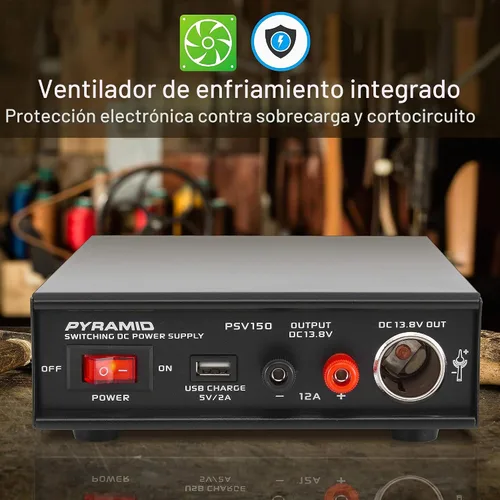 Vista 6 de Pyramid Convertidor universal de fuente de alimentación AC-DC 12V: entrada de CA dual de 115/230V, puerto USB, terminal de tornillo para encendedor