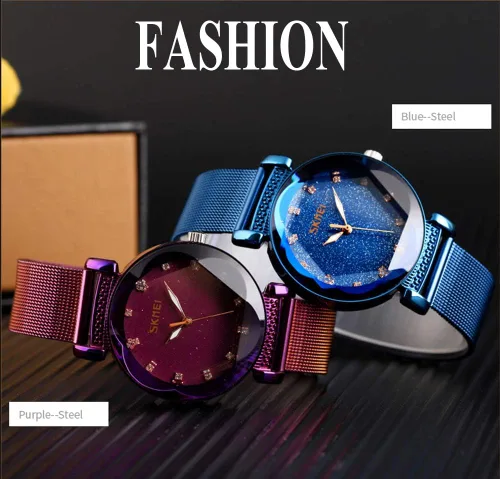 Vista 4 de SKMEI Lady Watches for Women Waterproof Casual Fashion Dress Japanese Quartz Movement Luminous Mesh Stainless Steel Wristwatch Gifts Rose Gold Black