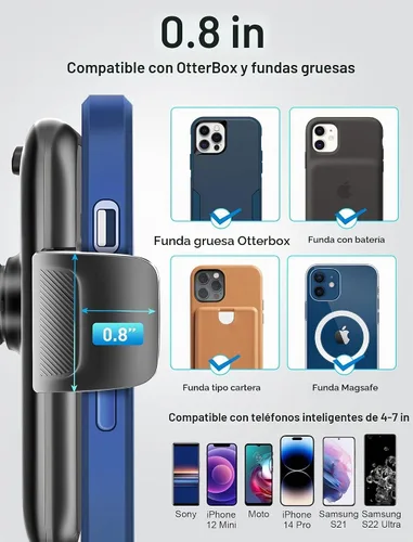 Vista 4 de Soporte de Portavasos para Auto, Soporte Universal Ajustable de Cuello de Cisne para Celular, Soporte de Coche para iPhone 14, Samsung, LG (Negro)