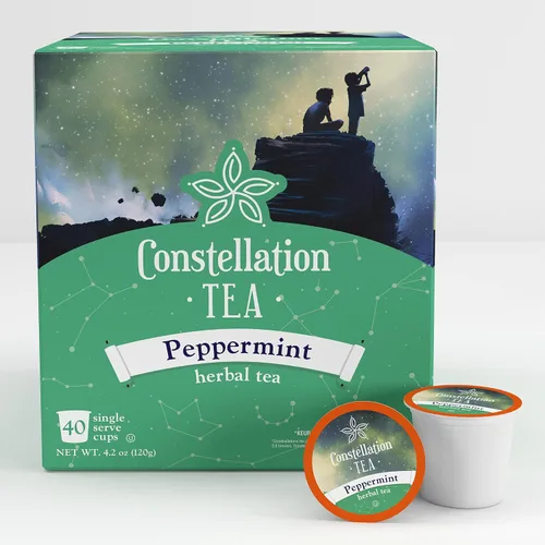 Vista 2 de Constellation Tea Cápsulas de té de hierbas de menta compatibles con cafeteras K Cup incluyendo 2.0, 40